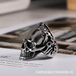 Skull <b>Ring</b> <b>Titanium</b> Steel Men's Fashion Jewelry SA864 Hip Hop Rock Style Gift Accessory - Product Image 2