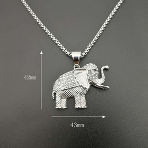 Collar de Elefante con Diamantes, Chapado en Oro de 18K, de Acero Inoxidable, Estilo Cristiano, Clásico, Unisex, para Aniversario, Venta al Por Mayor - Product Image 5