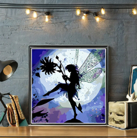 Lukisan Berlian Neon Glow in the Dark Peri Bunga, Resin Lint Pendek, Persegi, Full Drill 5D DIY Diamond Painting