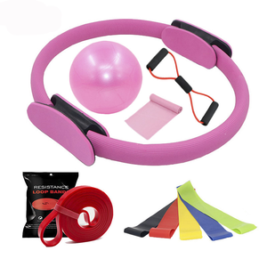 Bộ dụng cụ tập Yoga Pilates tại nhà với bóng tập Yoga, dây kháng lực, dây tập Pilates & phụ kiện, vòng tập Pilates - Product Image 3