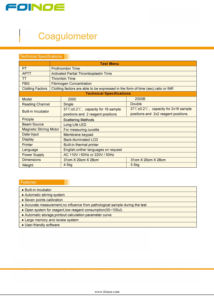 Coagulomètre FNX-2000 Foinoe Machine à sang portable Analyseur de sang de laboratoire clinique semi-automatique monocanal - Product Image 5