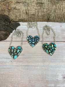Collar de Corazón con Múltiples Piedras de Plata de Ley Hecho a Mano, Joyería Artesanal de Nizhoni, Regalo para Ella - Product Image 6