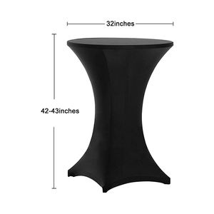 Mantel de punto de algodón Spandex con patrón redondo reutilizable negro liso de 4 pies y 6 pies para banquetes y bodas - Product Image 5