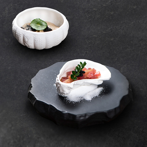 Bán Buôn Gốm Không Thường Xuyên Tấm Cho Bán Cao Chất Lượng Cao Bộ Đồ Ăn Gốm Khay Oyster Cho Thực Phẩm Biển Phục Vụ - Product Image 1