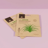 Sachet d'emballage en papier kraft écologique thermoscellable à trois soudures pour masques en feuille, cosmétiques et soins, avec trou Euro