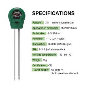 Medidor de Suelo 3 en 1 y Medidor de Humedad para Jardinería, Flores y Plantas de Interior y Exterior, Detección de pH y Luz, Precio de Fábrica, Tipo Portátil - Product Image 2