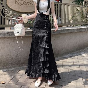 Vintage Gothic Long Skirts <strong>Women</strong> Punk Fish Tail Skirt New High Waisted Temperament <strong>Goth</strong> Skirt Festival Party Wear Woman <strong>Clothes</strong> - Product Image 3