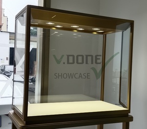 Vitrina de exhibición de joyería dorada de lujo de gama alta, gabinete de joyería de diseño interior para tienda, vitrinas de calidad premium - Product Image 3