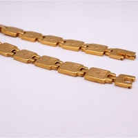 Parure bijoux acier inoxydable maillons carrés texture cœur plaqué or 18K, pour vendeurs de boutique cadeaux