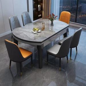 Tavolo <span class=keywords><strong>da</strong></span> <span class=keywords><strong>Pranzo</strong></span> Moderno Allungabile in Vetro Lucido Sinterizzato con Set di Sedie Pieghevoli <span class=keywords><strong>per</strong></span> Soggiorno - Product Image 3