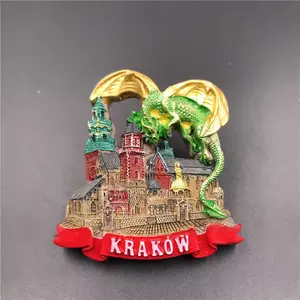 Krakow Personalized Tourist Souvenir Resin Krakow Fridge Magnets PPomotional Fridge Souvenir Magnets