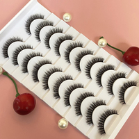 Bulu mata Mink imitasi gaya baru 12mm 3D bulu mata Super halus grosir bulu mata garis penuh buatan tangan alami Label pribadi