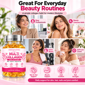 Capsules de collagène multi-types I-X pour la santé de la peau, des cheveux, des articulations et des ongles, complément alimentaire en gros OEM - Product Image 3