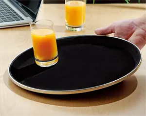 Food Service Tray Round Fiberglass Non Slip Serving Tray 28cm/11" For Restaurant Bar Cafe