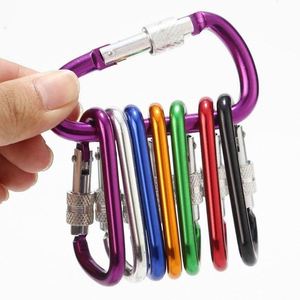 Custom Logo D Shape Aluminum Locking Carabiner Keychain Screw Gate Clip for Outdoor Event Giveaways - Product Image 5