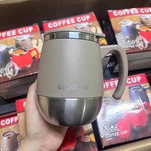 Stainless Steel Vacuum Insulated Double-Layer <b>Egg</b>-Shaped Mug with Handle Large Capacity Office Coffee Cup - Product Image 1
