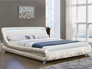 <span class=keywords><strong>Letto</strong></span> Moderno Stile Europeo a Forma Curva in Velluto <span class=keywords><strong>Marrone</strong></span> Schiacciato, Imbottito in Tessuto, Misura <span class=keywords><strong>Matrimoniale</strong></span>, con LED, Certificato EN 1725 - Product Image 2