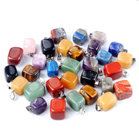 Lot de pendentifs en pierres semi-précieuses en gros, assortiment de pendentifs rectangulaires en pierres naturelles, collier, breloque, bijoux, coffret cadeau