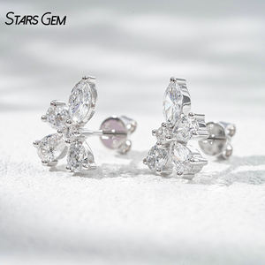 Pendientes de Lazo Unisex Starsgem, Oro Sólido de 18K con Baño de Rodio, Diamante Cultivado en Laboratorio de 1.38ct, Corte Pera Marquise, Regalo de Joyería - Product Image 5