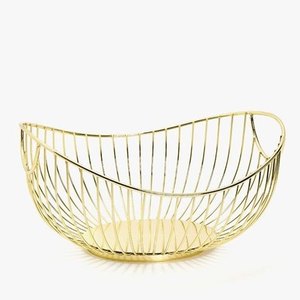 Grand bol à fruits et panier en acier inoxydable avec support de service au design multifonctionnel pour la cuisine - Product Image 1