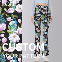 POVTY Leggings de yoga évasés à taille haute pour femmes, 2 pièces, avec logo personnalisé, jupe semi-longue, effet rideau, effet lifting des fesses, contrôle du ventre, pantalon évasé