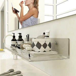 رفوف عرض للكتب، أرفف جدارية شفافة عائمة للحمام، طلاء الأظافر، تخزين جدار الحمام - Product Image 3