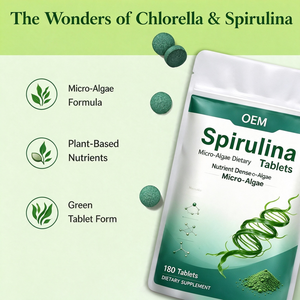 OEM ODM Spiruline pure extraite de plantes, 180 comprimés, certifiée Halal, complément alimentaire de qualité alimentaire, supplément nutritionnel pour adultes, énergie - Product Image 2