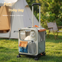 Sac de transport pour animaux de compagnie en toile respirante portable avec chariot amovible, sacs pour chats avec roulettes pour les voyages en plein air