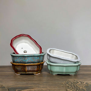 Macetas de Jardín de Cerámica Ecológicas, Ligeras, de Color Rojo, con Acabado Esmaltado, Orificio de Drenaje, para Plantas de Interior, Bonsáis, Estilo Yi <span class=keywords><strong>Xing</strong></span> - Product Image 6