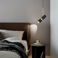 Lustre de chevet moderne de style scandinave/nordique, petit et long, en aluminium, noir + vert, avec LED réglables en hauteur, lumière de luxe