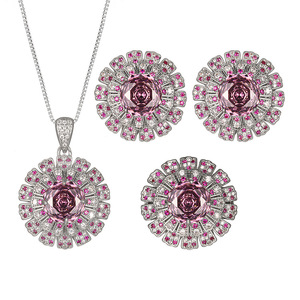 Ensemble de bijoux de haute qualité, écologique, en cuivre plaqué argent, brillant, 14-10mm, marron, collier, boucles d'oreilles, bague - Product Image 1