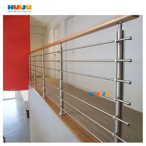 HJ Balcony Solid Stainless Steel Stairs Railings Strong Interior Staircase Balustrade Rod Post Outdoor Railing Price