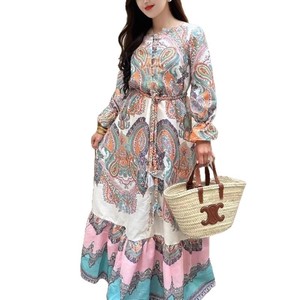 SS039 Nuovo Arrivo Estate 2026 per Vacanze, Tuta Lunga da Donna Vintage <span class=keywords><strong>Etnica</strong></span> con Scollo a V e Maniche Corte, Stile Transfrontaliero - Product Image 5