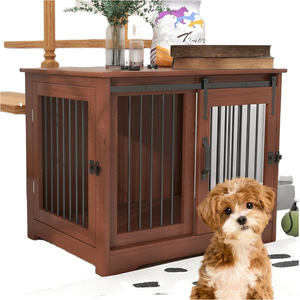 TAOHFE Masif Ahşap Köpek Kafesi Mobilya Kulübesi Orta Boy Köpekler İçin 2 Tip Kapılı Çiftlik Evi Tarzı İç Mekan Kullanımı Tüm Mevsimler Kapalı Yok - Product Image 1