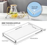 Plateau de service rectangulaire en acrylique transparent avec poignée, personnalisable avec logo, pour table basse, idéal pour la présentation décorative - Vente chaude OEM
