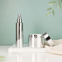 Ensemble de flacons et pots cosmétiques de luxe en verre électroplaqué argenté sous vide, vides, pour sérum et crème visage, avec logo personnalisé
