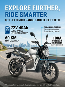มอเตอร์ไซค์ไฟฟ้า 72V 3000W รุ่น <span class=keywords><strong>DQ1</strong></span> แบตเตอรี่ลิเธียม 40AH ระบบเบรก CBS ล้อ 17 นิ้ว สำหรับในเมือง ได้รับการรับรองจาก EEC - Product Image 3