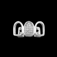 3 pièces Grillz dentaire Hip Hop Bling Zircon, design ajouré, plaqué or, style Punk diamant, unisexe, pour usage quotidien, décoration dentaire
