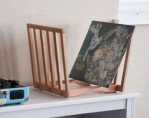 JUNJI Rustic Wooden Vinyl <strong>Record</strong> Stand Wooden <strong>Record</strong> Collection <strong>Holder</strong> - Product Image 2