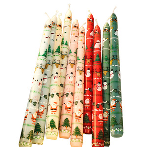 Wholesales 10 Inches Long Christmas Green <b>Red</b> Printed <b>Candle</b> for Festival Party, <b>Candle</b> Sticks Christmas Decorated <b>Candles</b> - Product Image 5