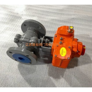 Vanne à boisseau sphérique électrique Qianjin Q941F-16C DN80 antidéflagrante avec doublure fluorée pour le contrôle marche/arrêt dans le traitement chimique et l'eau - Product Image 3