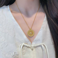 Lucky Turn Fashion Fine S925 Silver Gold Plated Set Lab Diamond Bagua Compass Pendant Women Dainty Charm Necklaces Women