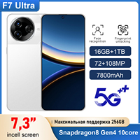 Smartphone F7 Ultra 5G 16GB 1TB Kamera Belakang 108MP Kamera Depan 72MP Android 15 Dual SIM Layar OLED 90Hz