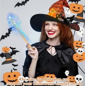Accesorios de decoración para fiesta de Halloween, juego de rol, luces LED, sombrero de bruja de tela Oxford, suministros de ambiente de vacaciones, accesorios de maquillaje - Product Image 2