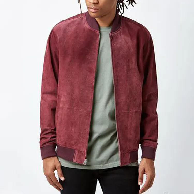 Custom fashion casual soft shell suede bomber jacket for men