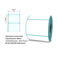 Kertas Label Thermal Perekat Sendiri Stok Pabrik 80*60mm, Cetak Jernih 3 Lapis Anti Air untuk Pengiriman & Label Waybill