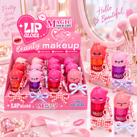 Porte-clés Kawaii avec nœud papillon, gloss à lèvres imperméable, mini huile à lèvres avec boîte, marque privée