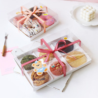 Boîte d'emballage transparente en plastique pour beignets, vente en gros, boîte personnalisée transparente avec 4 ou 6 compartiments pour desserts et pâtisseries pour boulangerie