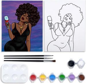 Kits de peinture à l'huile par numéros personnalisés style africain en gros avec cadre, peinture faite à <span class=keywords><strong>la</strong></span> main par numéros pour adultes - Product Image 5