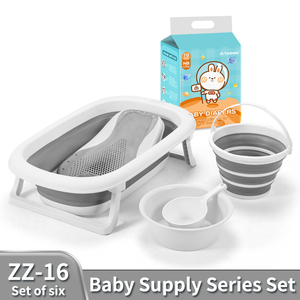 Eco-Friendly Foldable <strong>Plastic</strong> Baby <strong>Bath</strong> Tub Set Includes Basin Water Bucket Potty Basket Rack for Bathroom